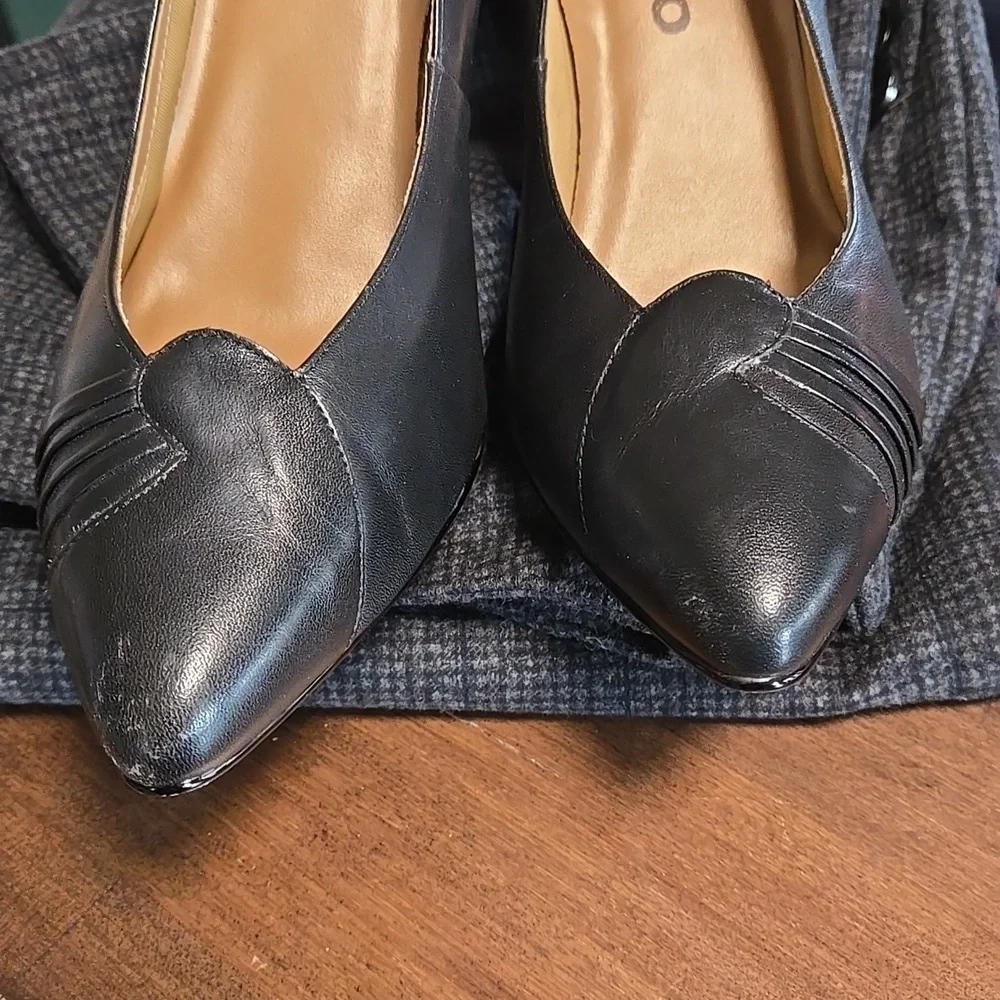 Calico Leather Heels Made in Brazil Pass the Rock Test Womens Size 7.5 Black